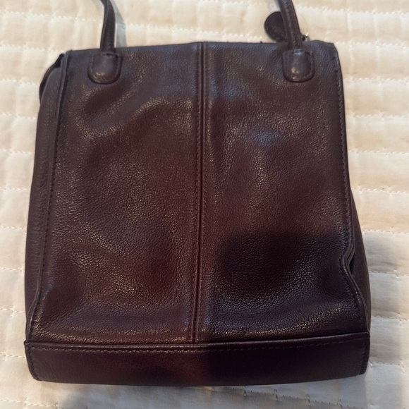 Fossil Dark Brown Leather Crossbody Bag with Silver Heart - Picture 2 of 5